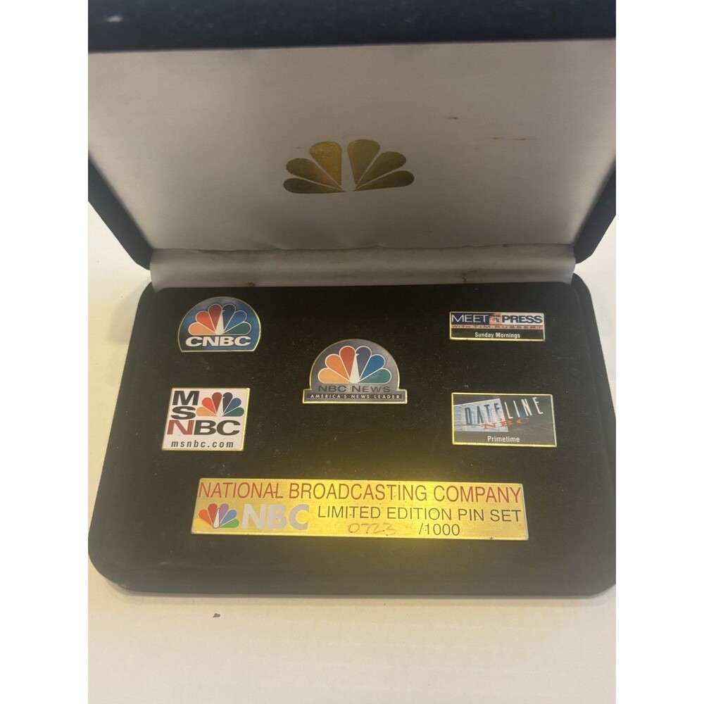 NBC Limited Edition Pin Set 0722/1000 w/ CNBC MSNBC NBC News Pins in Case